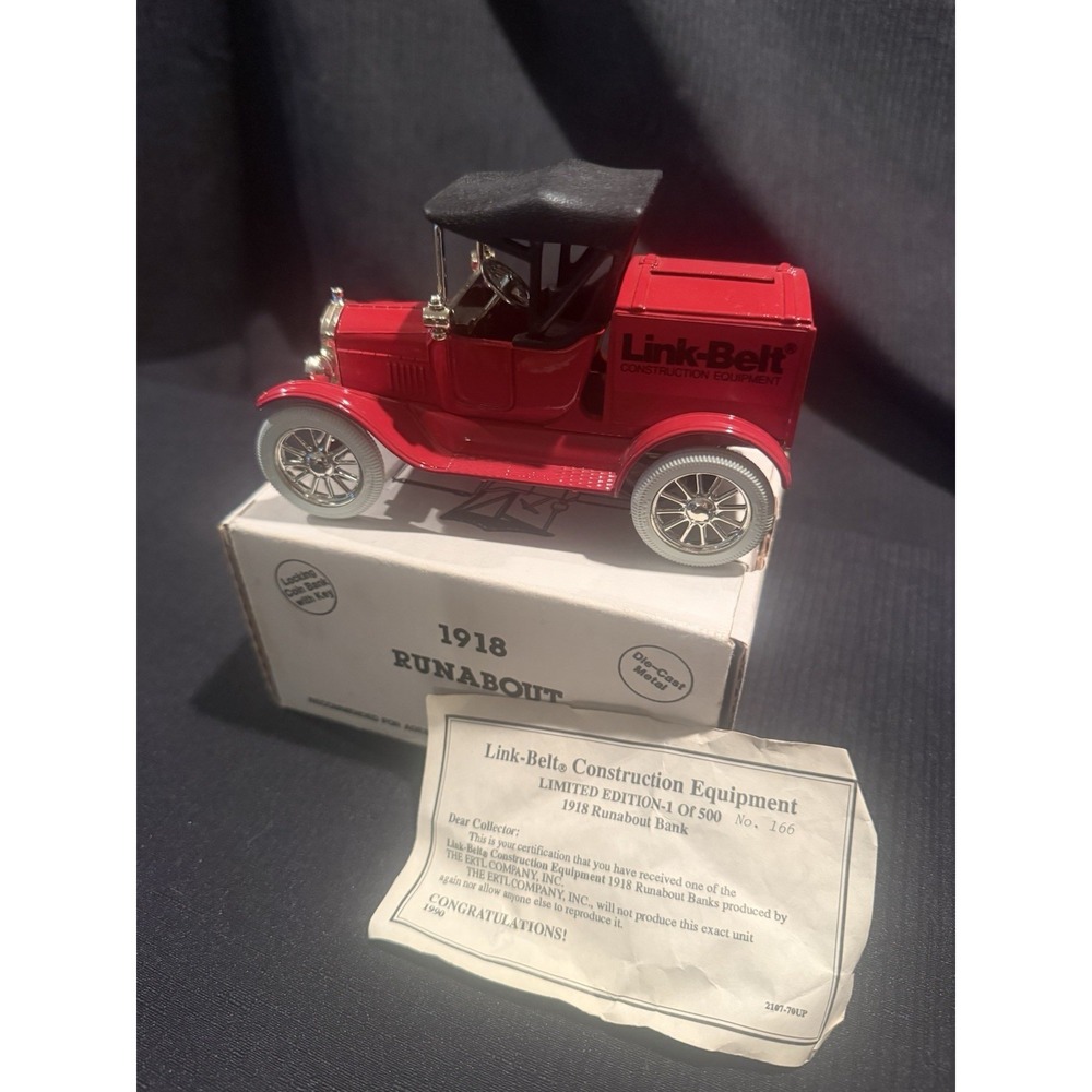Link-Belt ERTL 1918 Ford Runabout Bank 1:25 Diecast Limited Edition 166/500 NIB